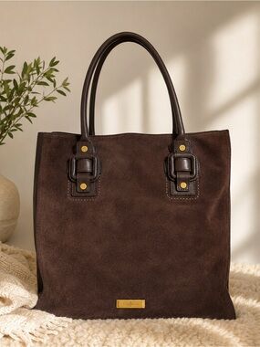 Cole Haan Brown Suede Leather Tote | Large Work Bag